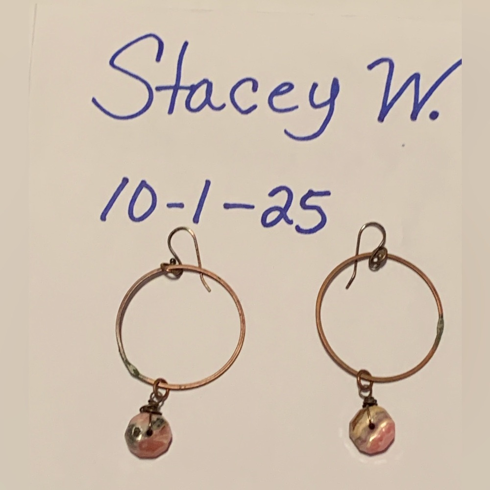 Pink, Brown, and Gold Earrings